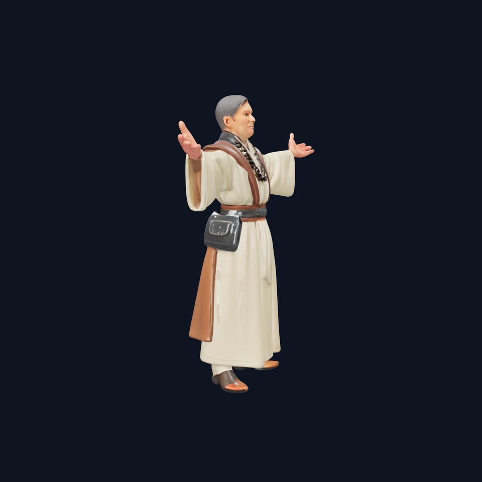 Wise Monk Character Model Rigged and Animated